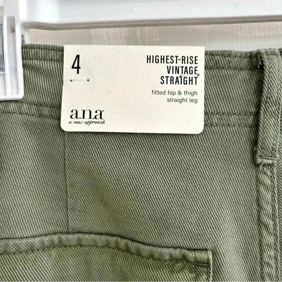 A.N.A. Cargo Pants Size 4 NWT High Rise Vintage Straight Leg Tencel Cotton Green - Picture 7 of 10